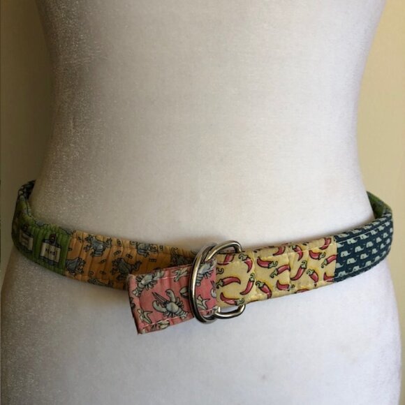 VINEYARD VINES Patchwork Kids D Ring Belt Large Blue Yellow Pink - Picture 3 of 16